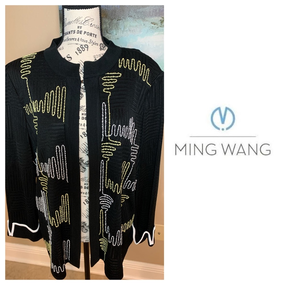 Black & Yellow Knit Jacket/Blazer Sz L NWT